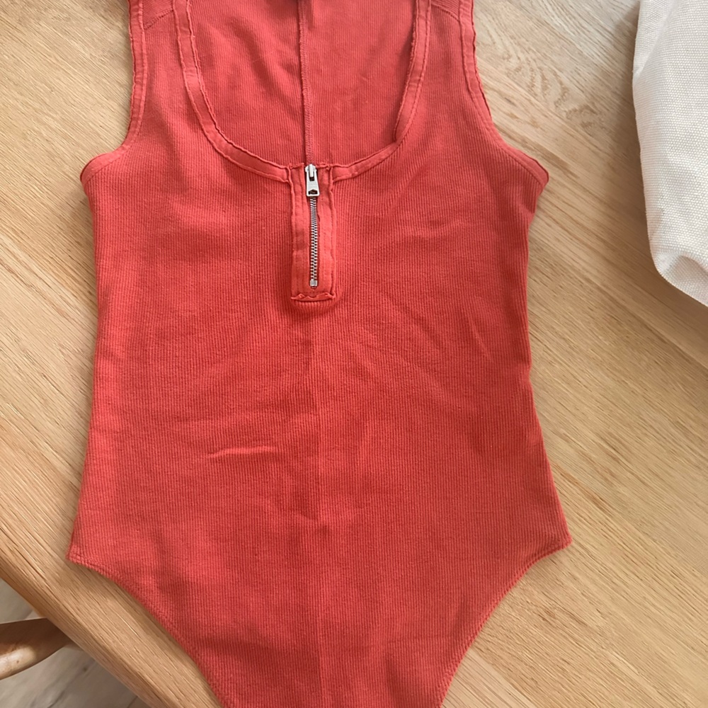 All Saints Coral Zip-Up top